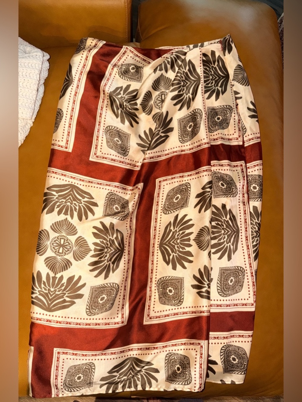 Primark Cream & Brown Floral Block Print Maxi Skirt